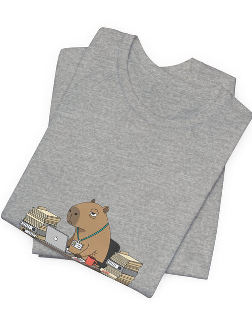 Load image into Gallery viewer, Status Pending Bear Desk Tee | Unhinged Animal Bureaucracy, office animal illustration
