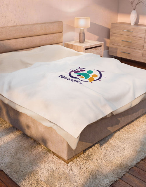 Load image into Gallery viewer, Solidarity Together emblem Velveteen Blanket | equality icon, minimal feminist design
