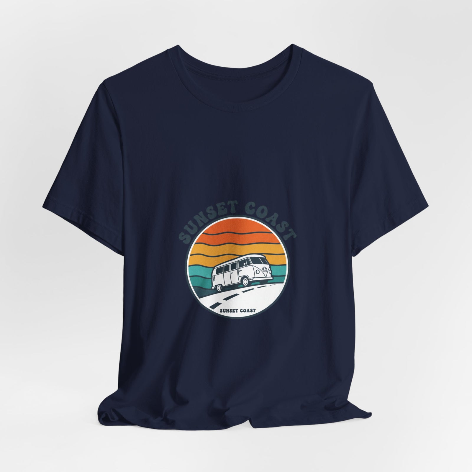 Sunset Coast Retro Surf Graphic Tee | 70s Sunset Shirt, Vintage Palm Postcard