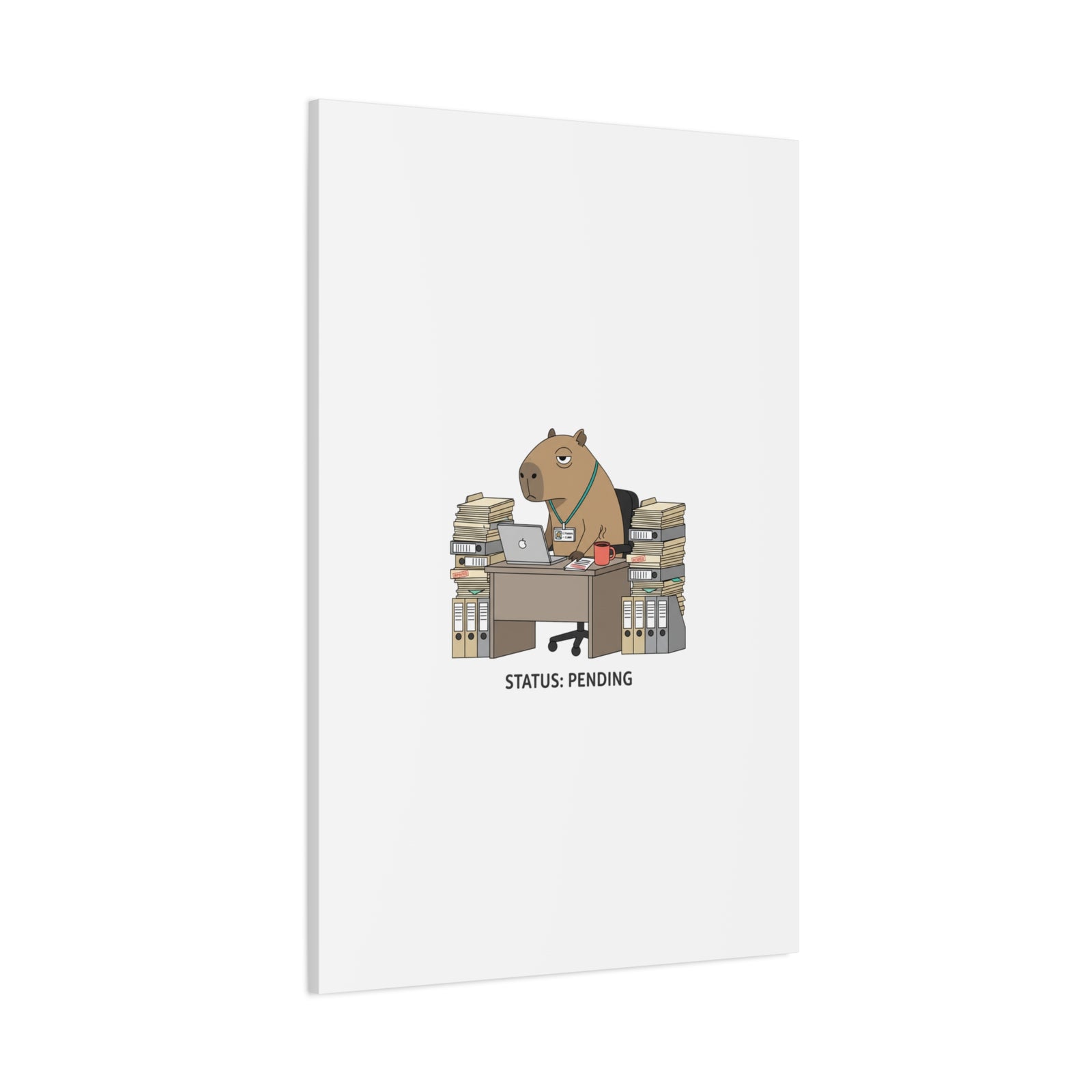 Status: Pending office capybara illustration Canvas | Unhinged Animal Bureaucracy, adulting animal art