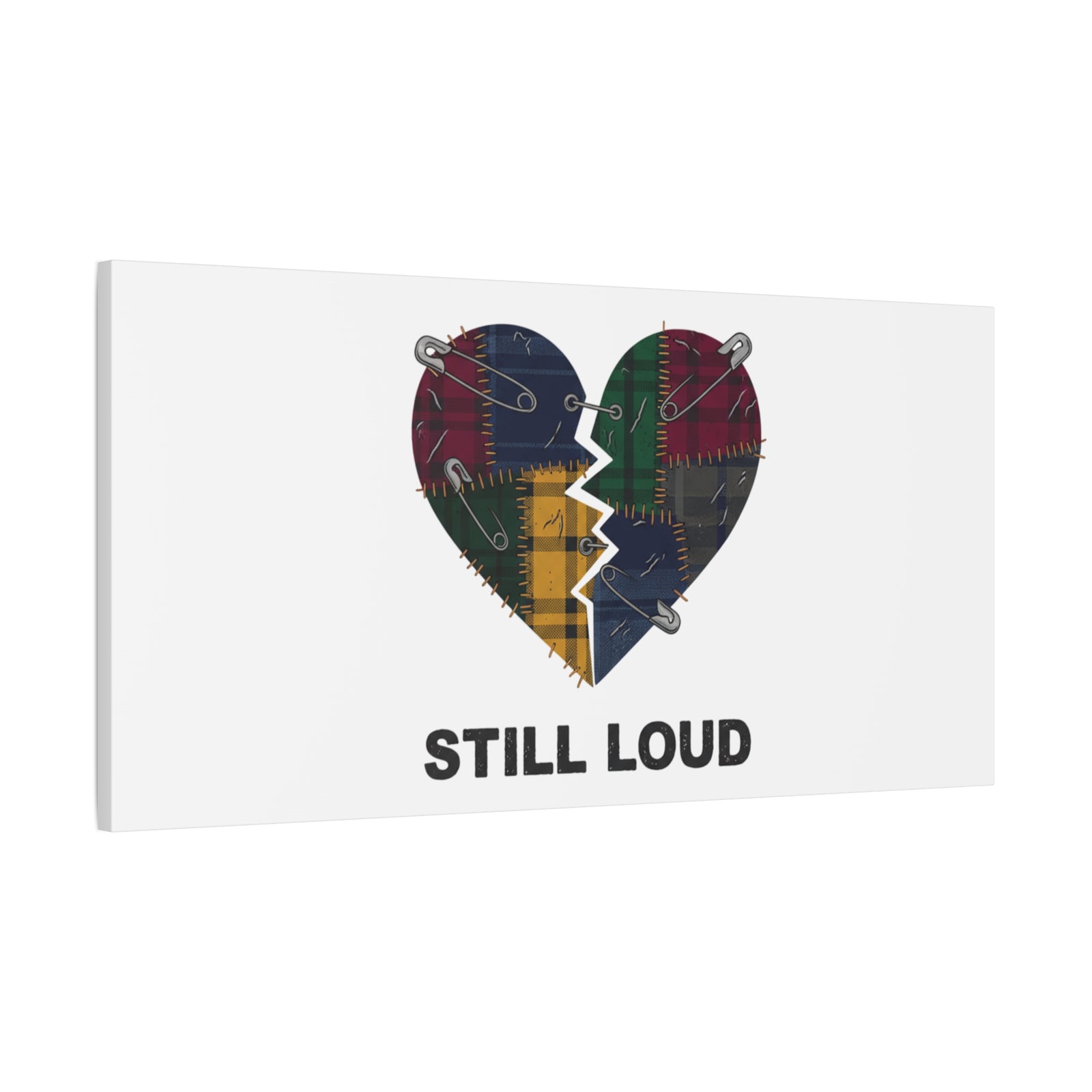 Plaid Patchwork Heart Canvas | Grunge Revival 90s Punk Wall Art