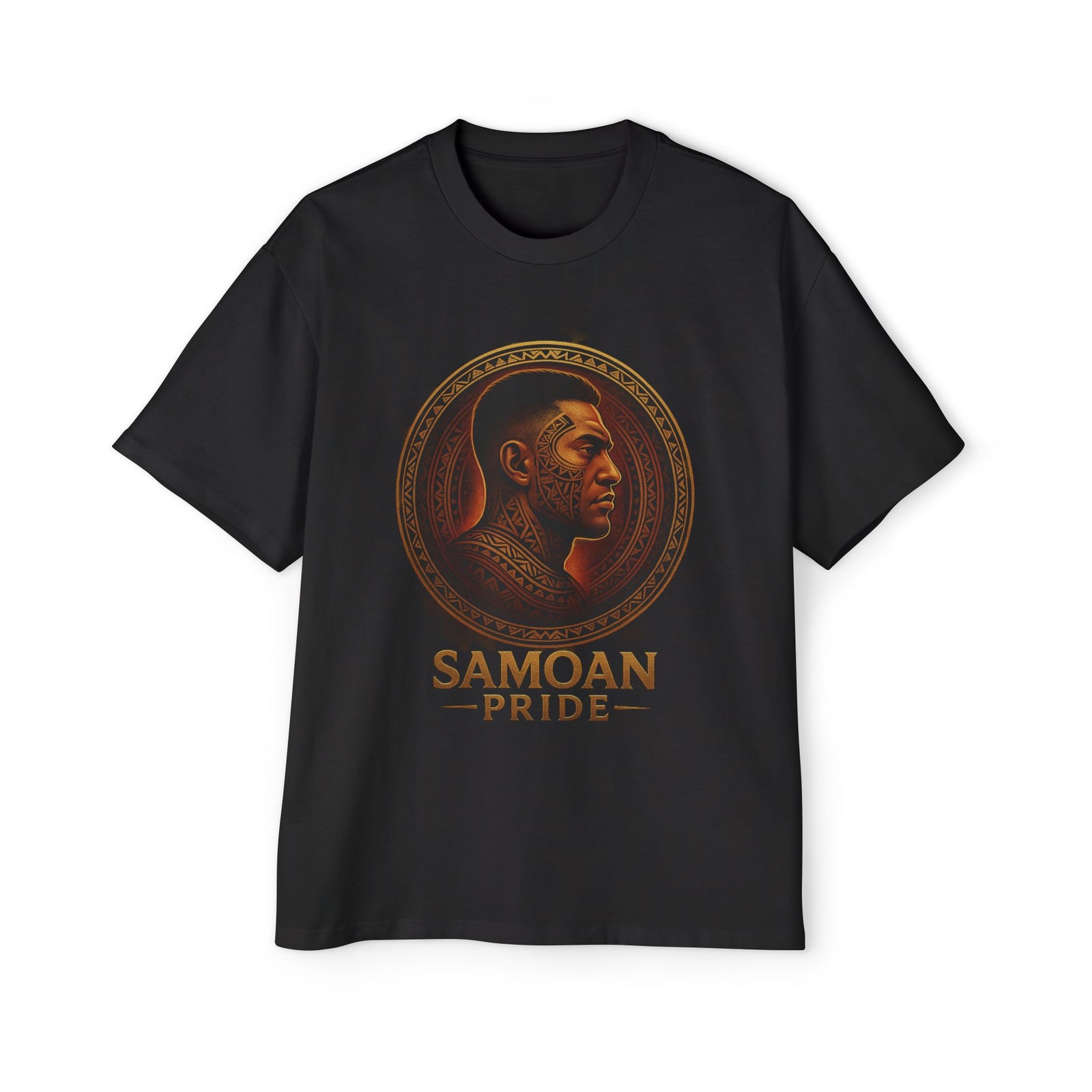 Samoan Pride Men's Tee — Polynesian Tribal Portrait Graphic