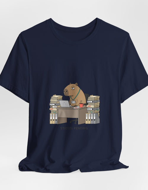 Load image into Gallery viewer, Status Pending Bear Desk Tee | Unhinged Animal Bureaucracy, office animal illustration
