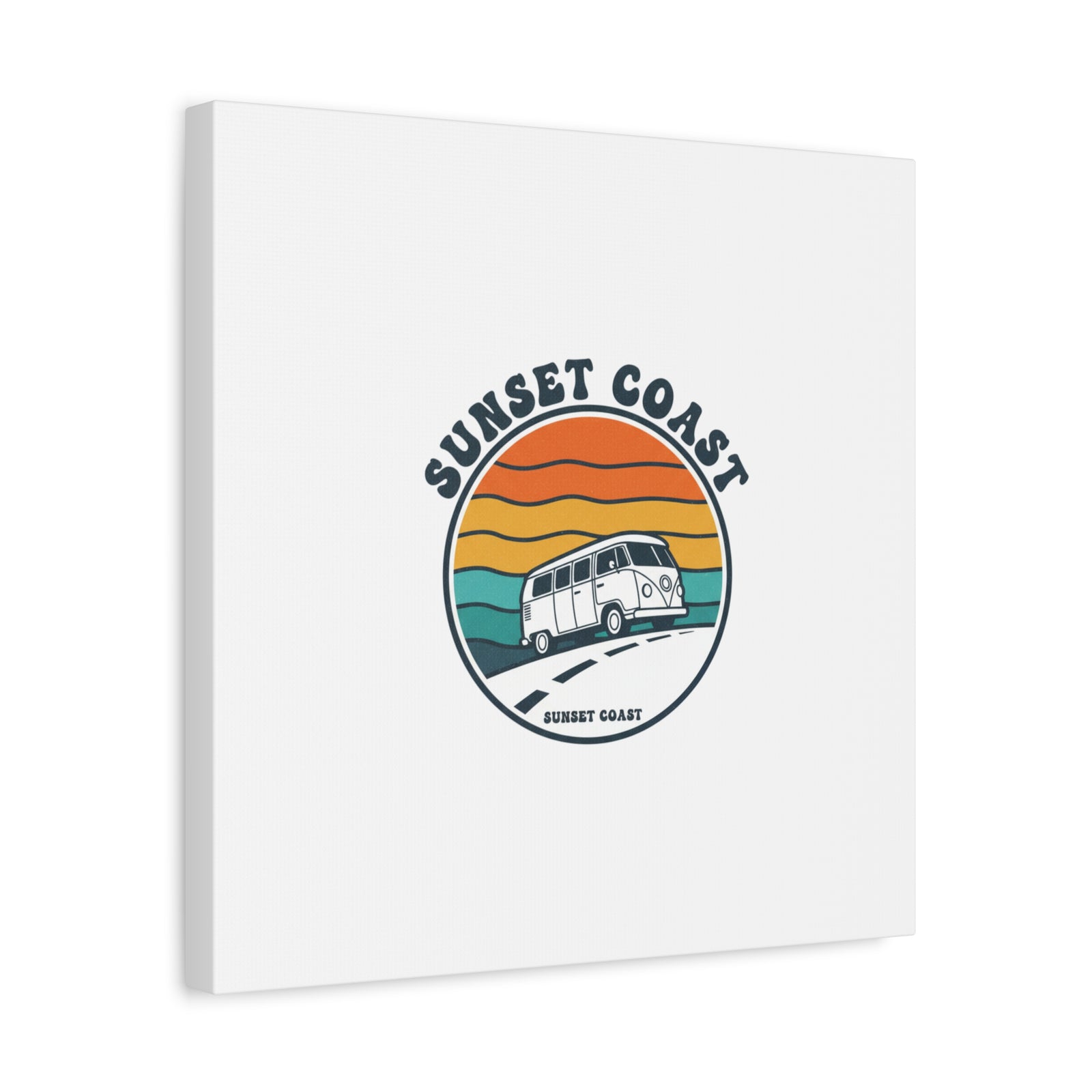 Sunset Coast Retro VW Bus Matte Canvas, 1970s Sunset Palm Poster | Vintage Surf Roadtrip