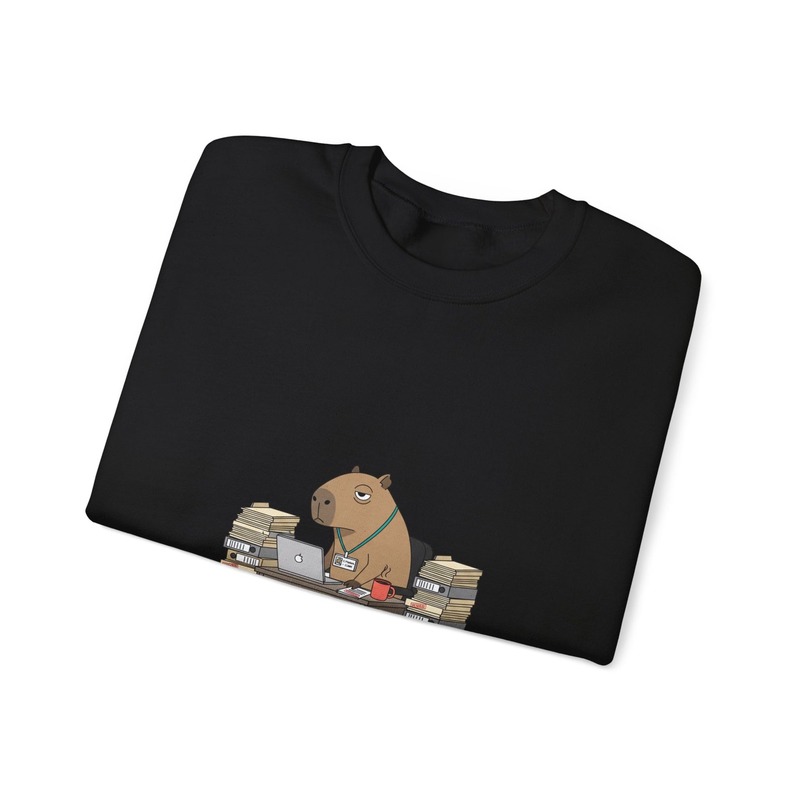Status Pending Raccoon Desk Illustration Sweatshirt | Unhinged Animal Bureaucracy, office raccoon