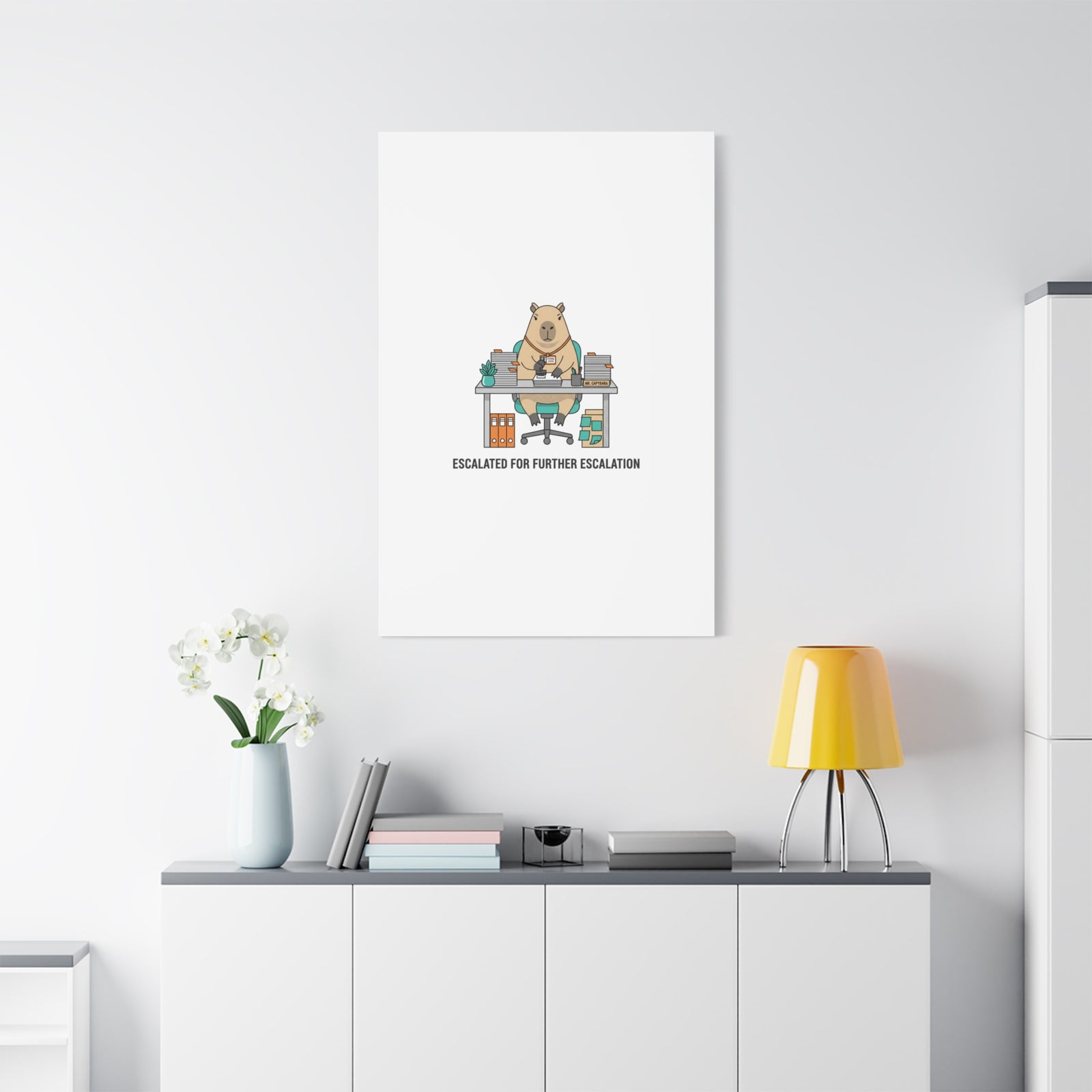Escalated for Further Escalation Canvas | Unhinged Animal Bureaucracy, Office Animal Illustration