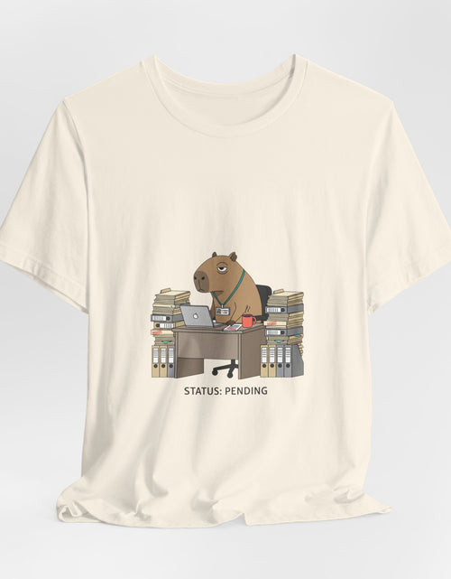Load image into Gallery viewer, Status Pending Bear Desk Tee | Unhinged Animal Bureaucracy, office animal illustration
