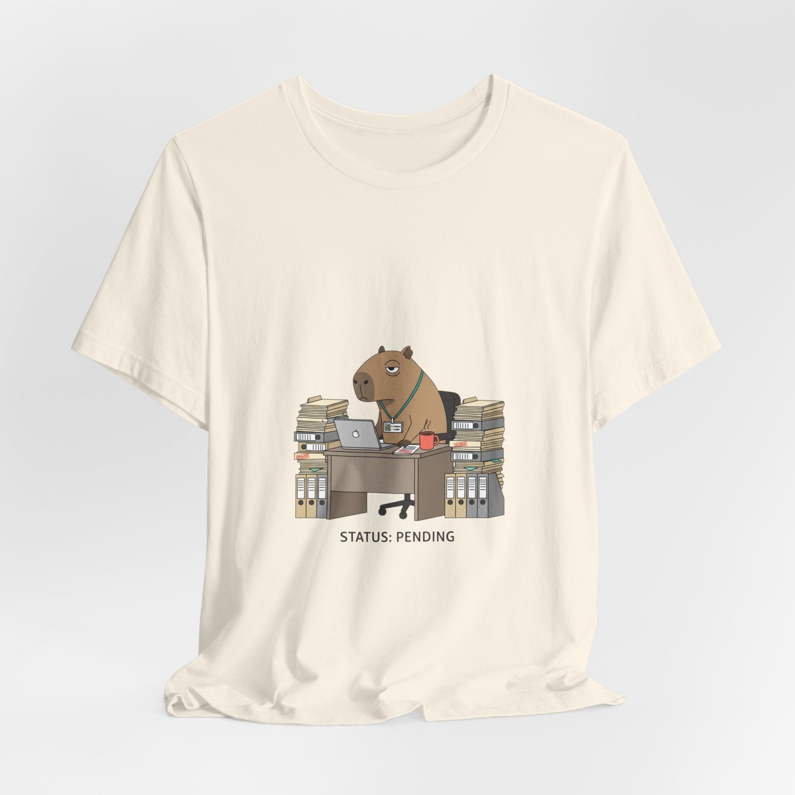 Status Pending Bear Desk Tee | Unhinged Animal Bureaucracy, office animal illustration