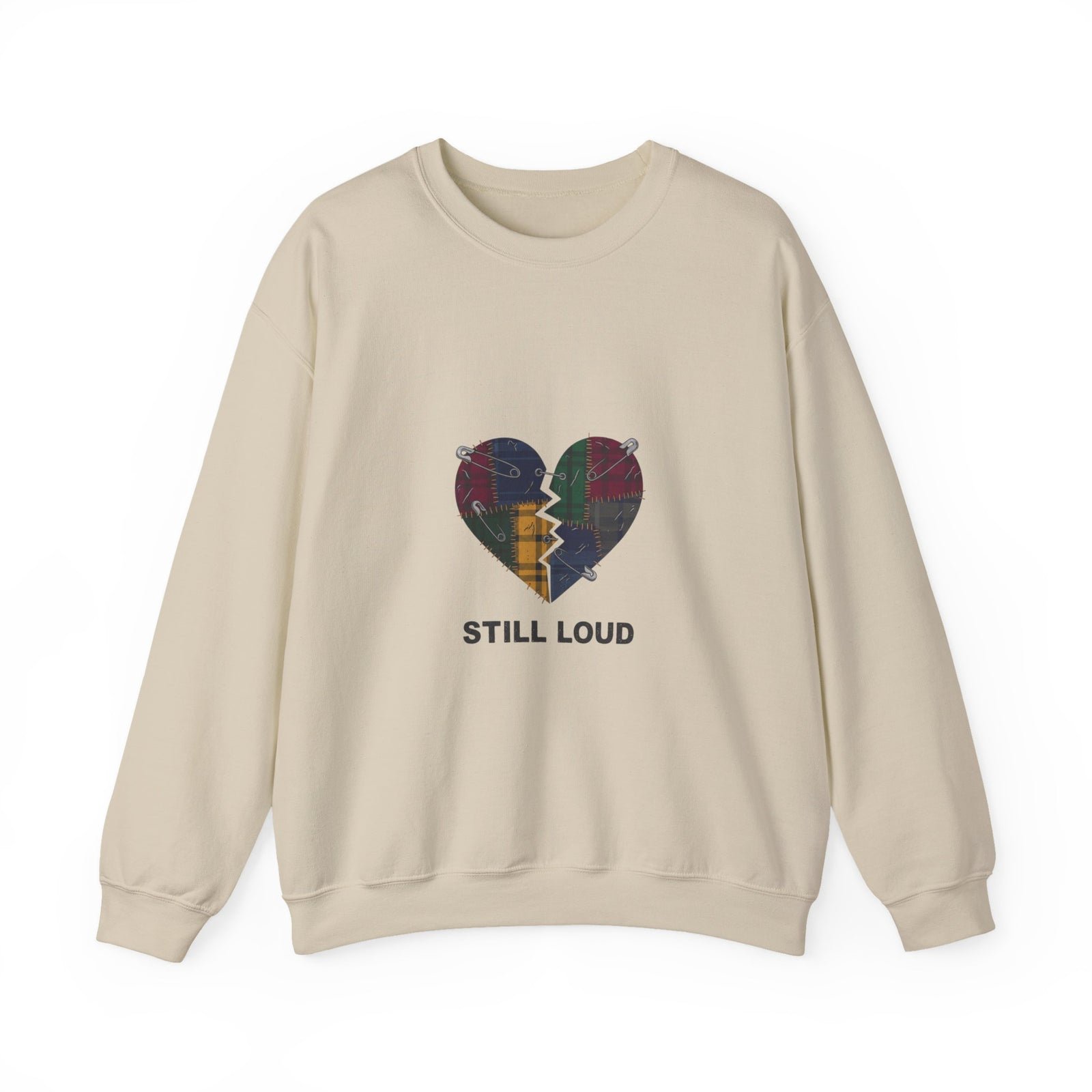 Plaid Broken Heart Crewneck Sweatshirt | Grunge Revival, 90s Flannel Aesthetic
