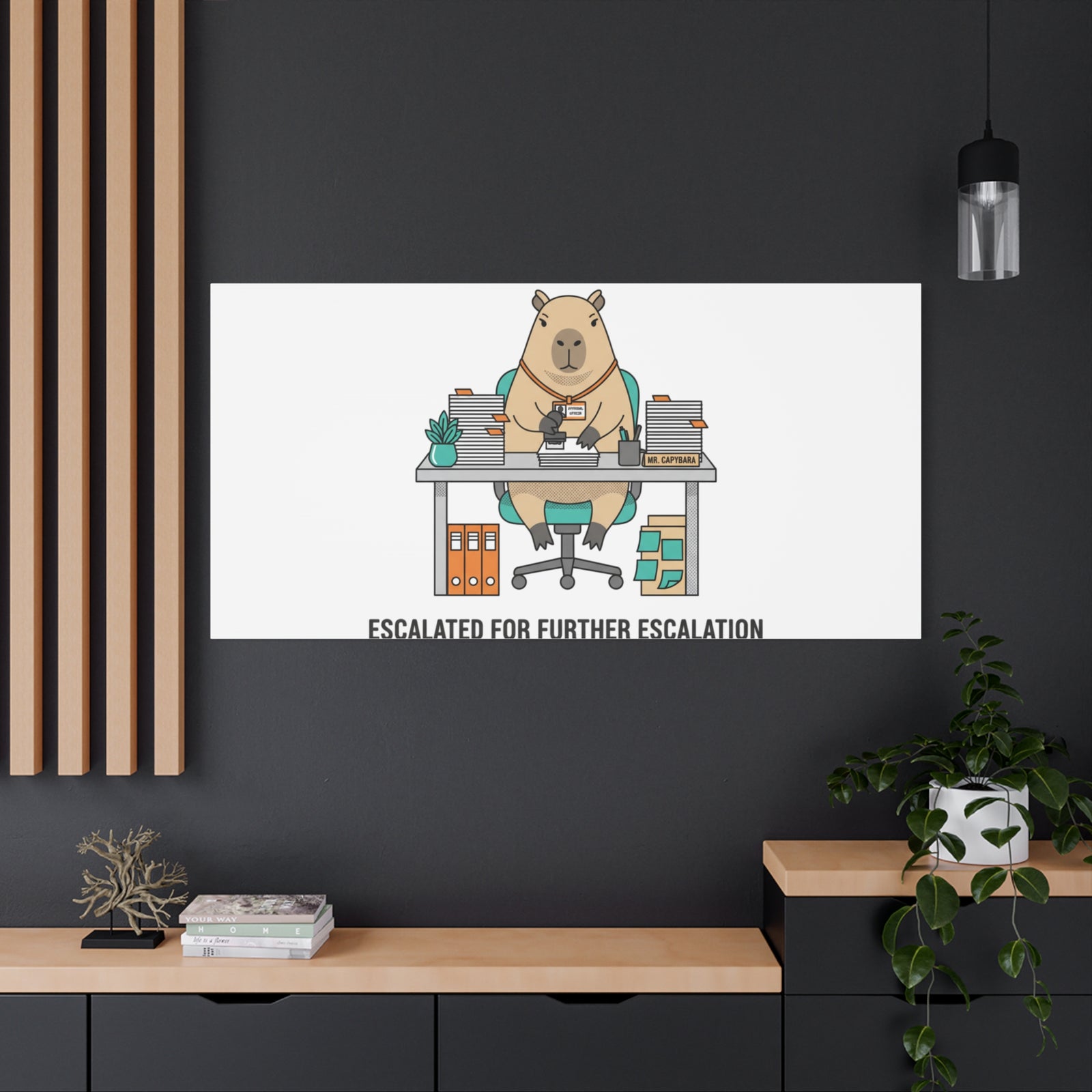 Escalated for Further Escalation Canvas | Unhinged Animal Bureaucracy, Office Animal Illustration