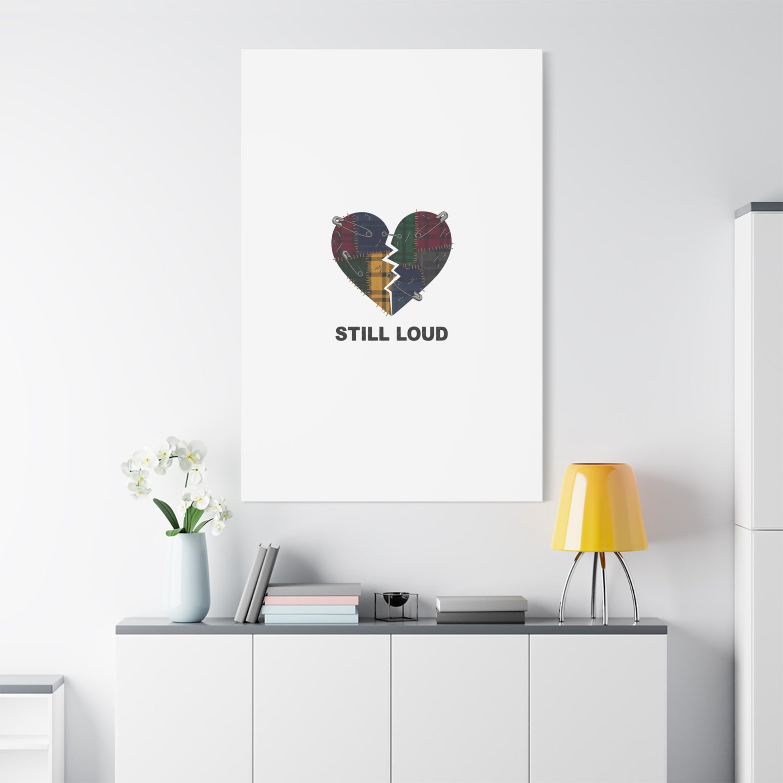 Plaid Patchwork Heart Canvas | Grunge Revival 90s Punk Wall Art