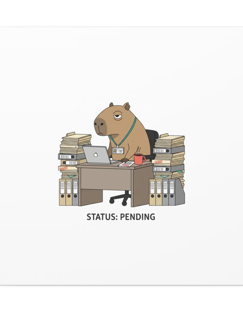 Load image into Gallery viewer, Status: Pending office capybara illustration Canvas | Unhinged Animal Bureaucracy, adulting animal art
