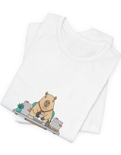 Load image into Gallery viewer, Escalated for Further Escalation Bear Desk Tee | Unhinged Animal Bureaucracy, office bear illustration
