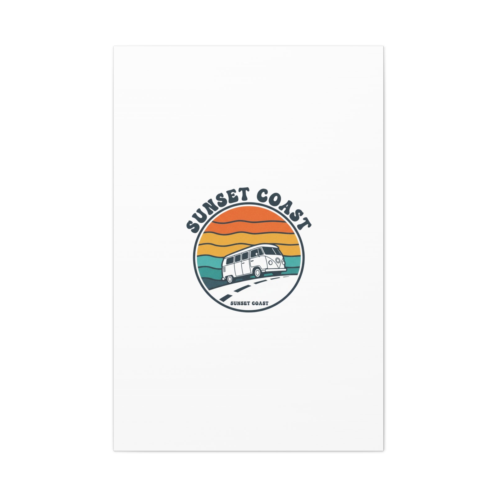 Sunset Coast Retro VW Bus Matte Canvas, 1970s Sunset Palm Poster | Vintage Surf Roadtrip