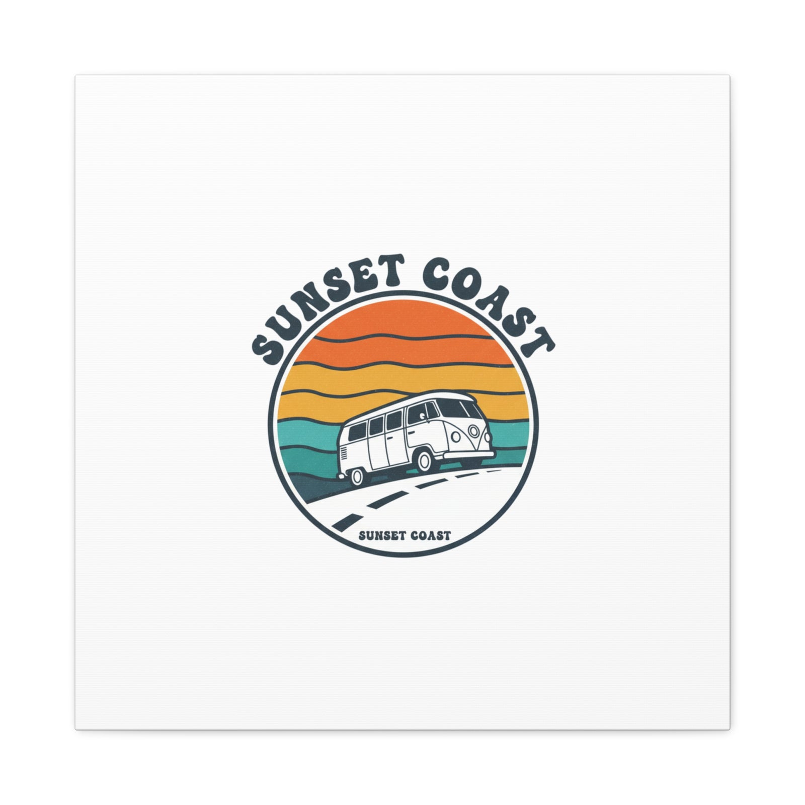 Sunset Coast Retro VW Bus Matte Canvas, 1970s Sunset Palm Poster | Vintage Surf Roadtrip