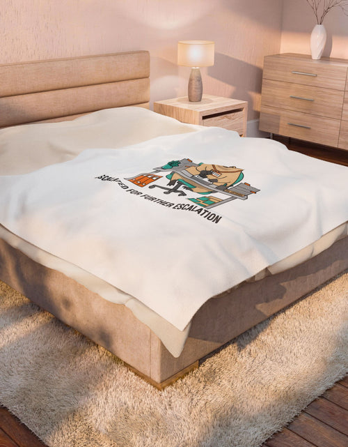 Load image into Gallery viewer, Escalated for Further Escalation Velveteen Blanket | Unhinged Animal Bureaucracy, Office Bear Illustration
