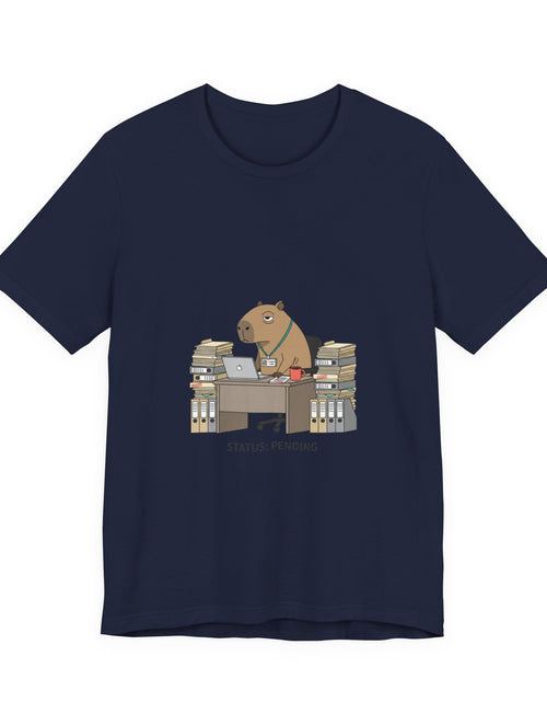 Load image into Gallery viewer, Status Pending Bear Desk Tee | Unhinged Animal Bureaucracy, office animal illustration
