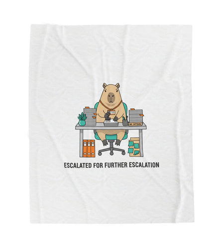 Escalated for Further Escalation Velveteen Blanket | Unhinged Animal Bureaucracy, Office Bear Illustration