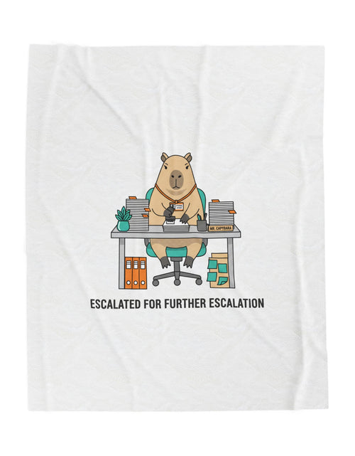 Load image into Gallery viewer, Escalated for Further Escalation Velveteen Blanket | Unhinged Animal Bureaucracy, Office Bear Illustration
