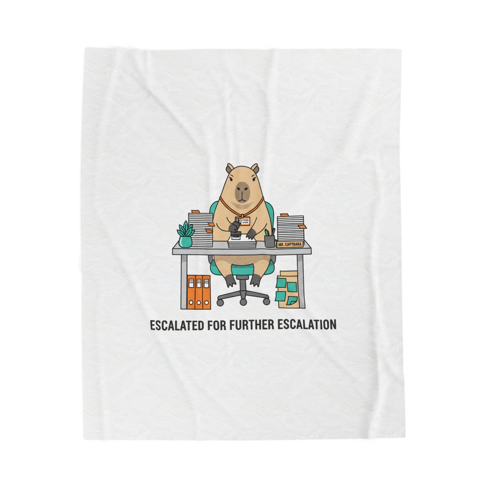 Escalated for Further Escalation Velveteen Blanket | Unhinged Animal Bureaucracy, Office Bear Illustration
