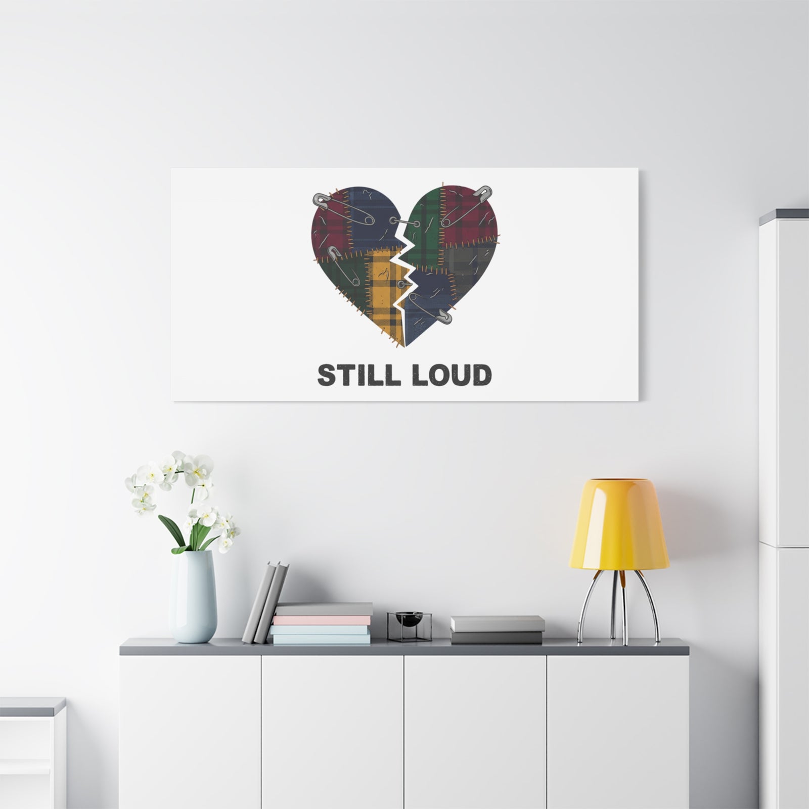 Plaid Patchwork Heart Canvas | Grunge Revival 90s Punk Wall Art