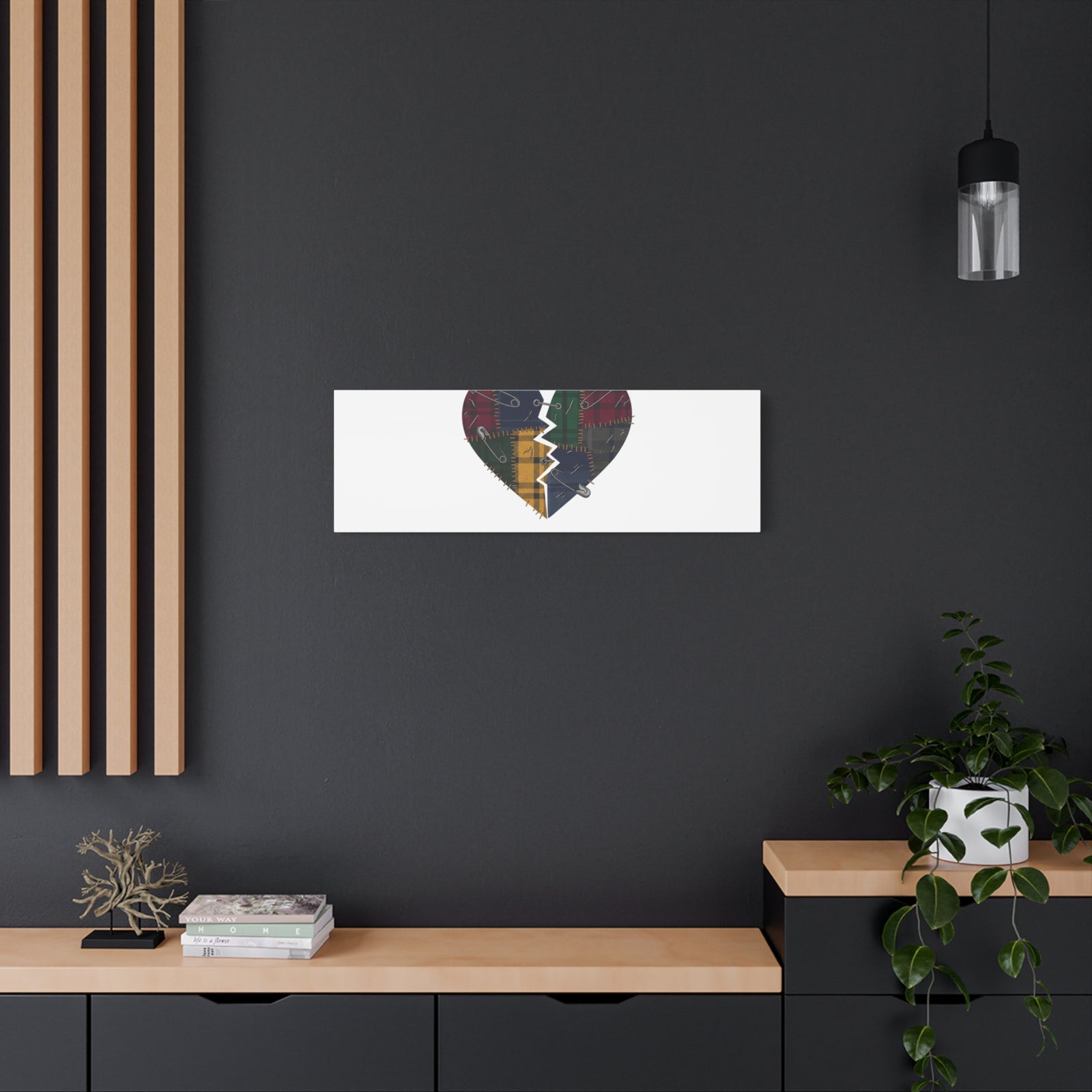 Plaid Patchwork Heart Canvas | Grunge Revival 90s Punk Wall Art