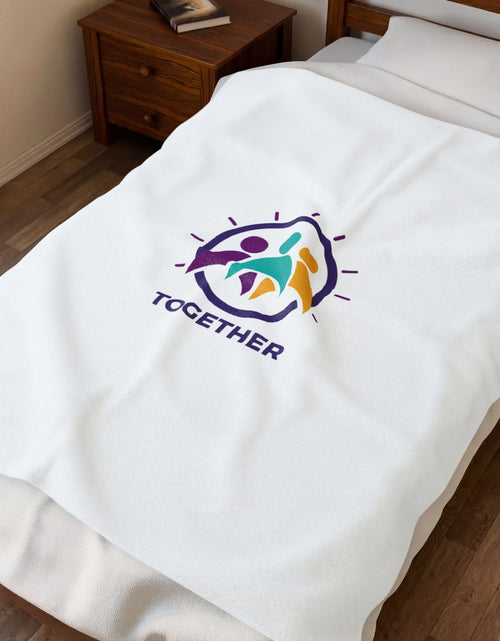 Load image into Gallery viewer, Solidarity Together emblem Velveteen Blanket | equality icon, minimal feminist design
