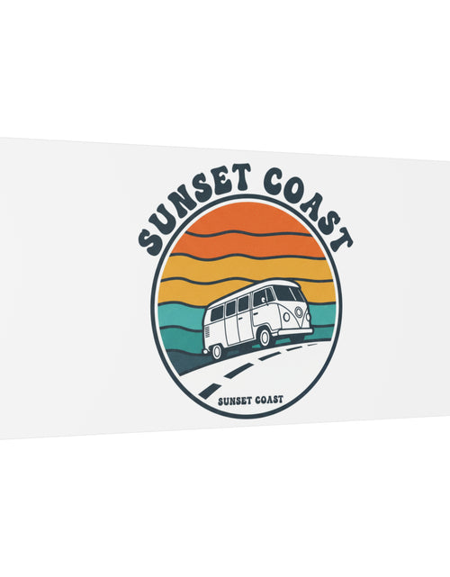 Load image into Gallery viewer, Sunset Coast Retro VW Bus Matte Canvas, 1970s Sunset Palm Poster | Vintage Surf Roadtrip
