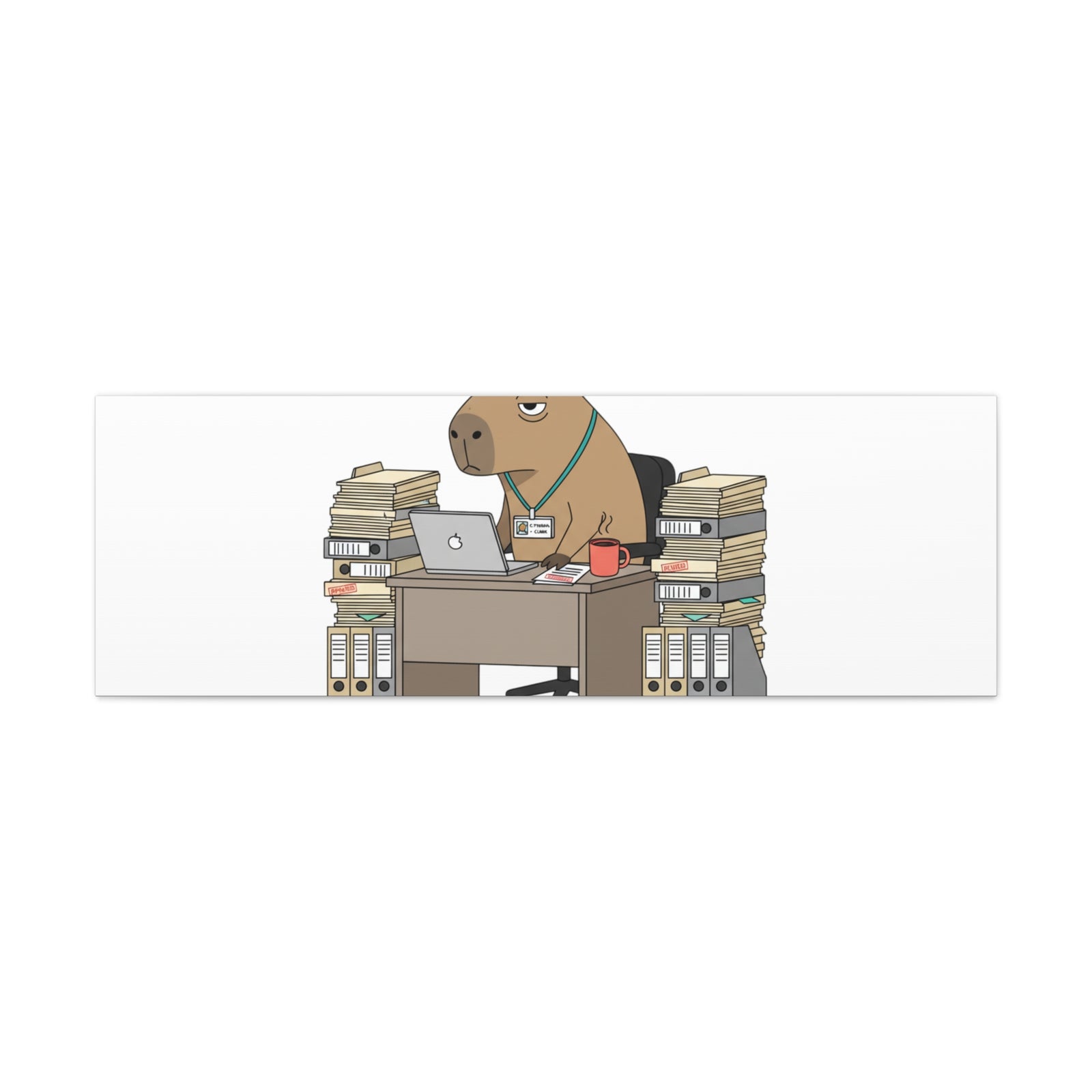 Status: Pending office capybara illustration Canvas | Unhinged Animal Bureaucracy, adulting animal art