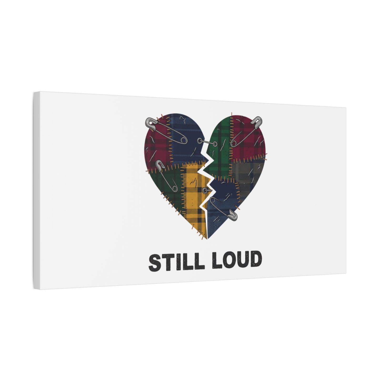 Plaid Patchwork Heart Canvas | Grunge Revival 90s Punk Wall Art