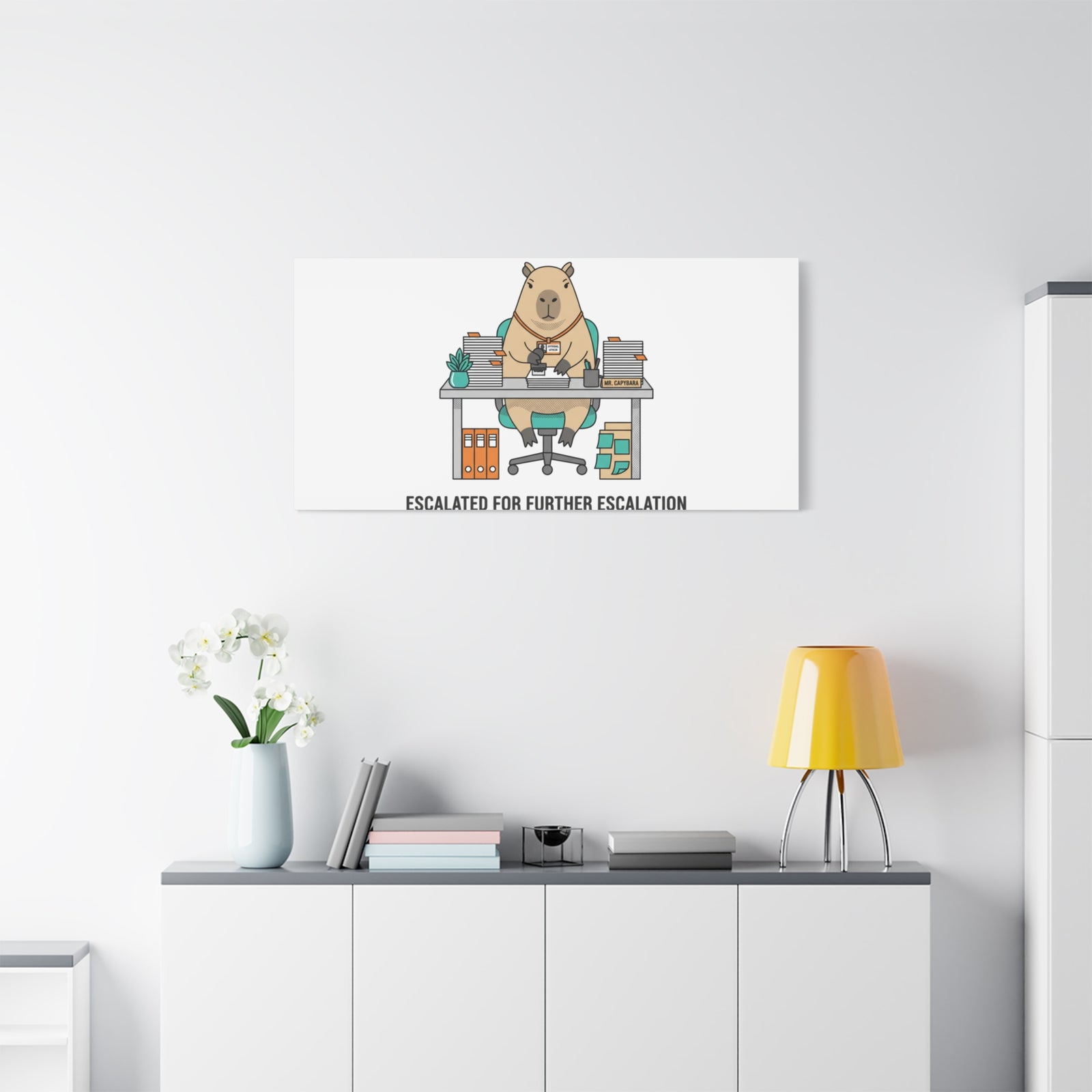 Escalated for Further Escalation Canvas | Unhinged Animal Bureaucracy, Office Animal Illustration