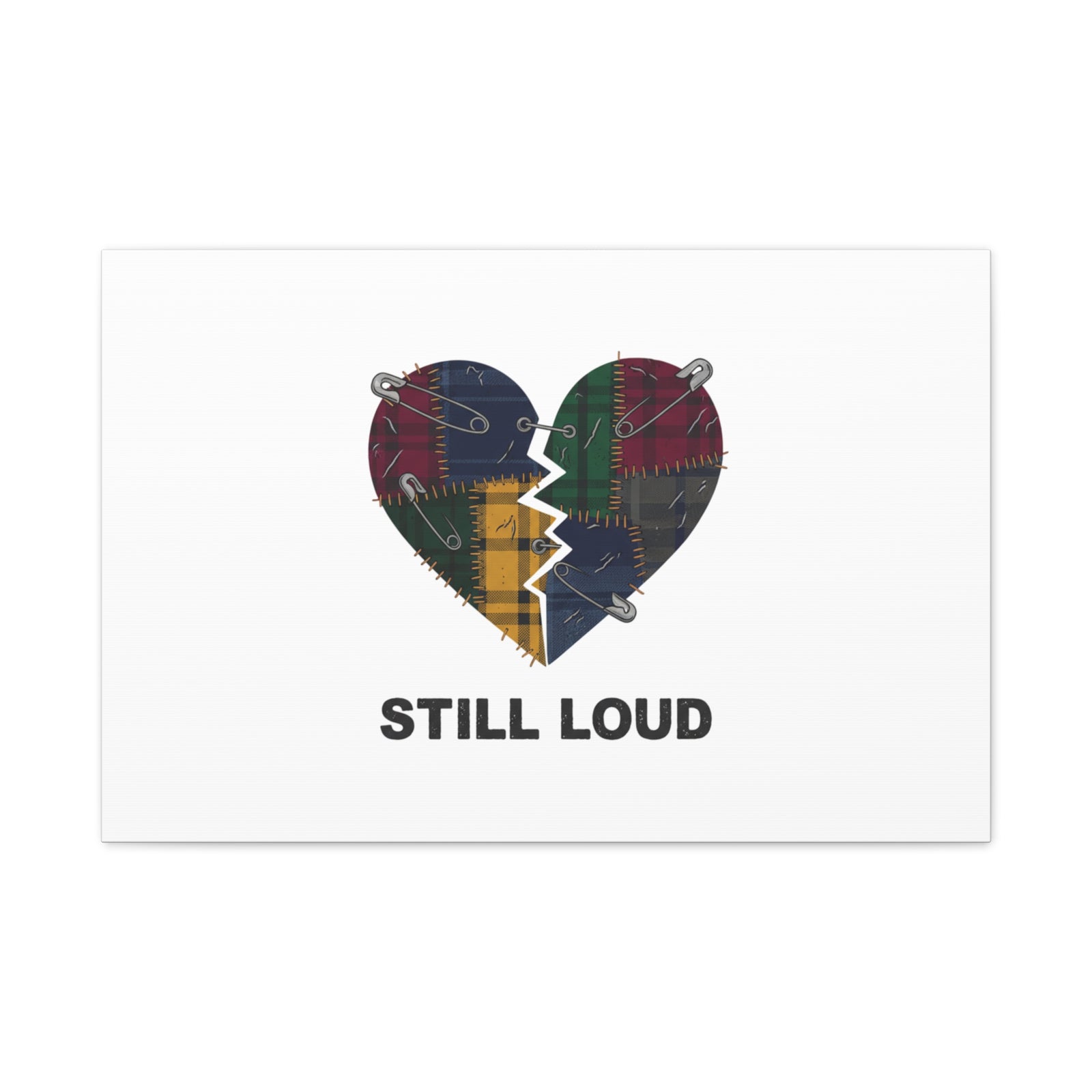 Plaid Patchwork Heart Canvas | Grunge Revival 90s Punk Wall Art