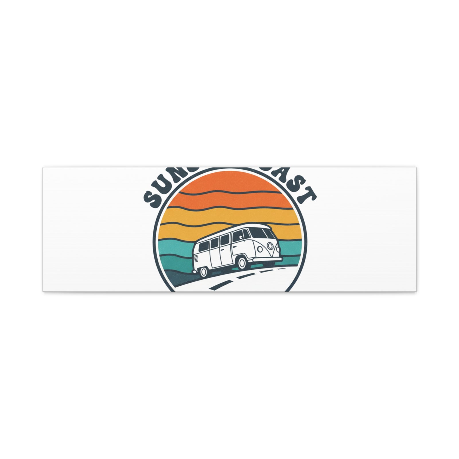Sunset Coast Retro VW Bus Matte Canvas, 1970s Sunset Palm Poster | Vintage Surf Roadtrip
