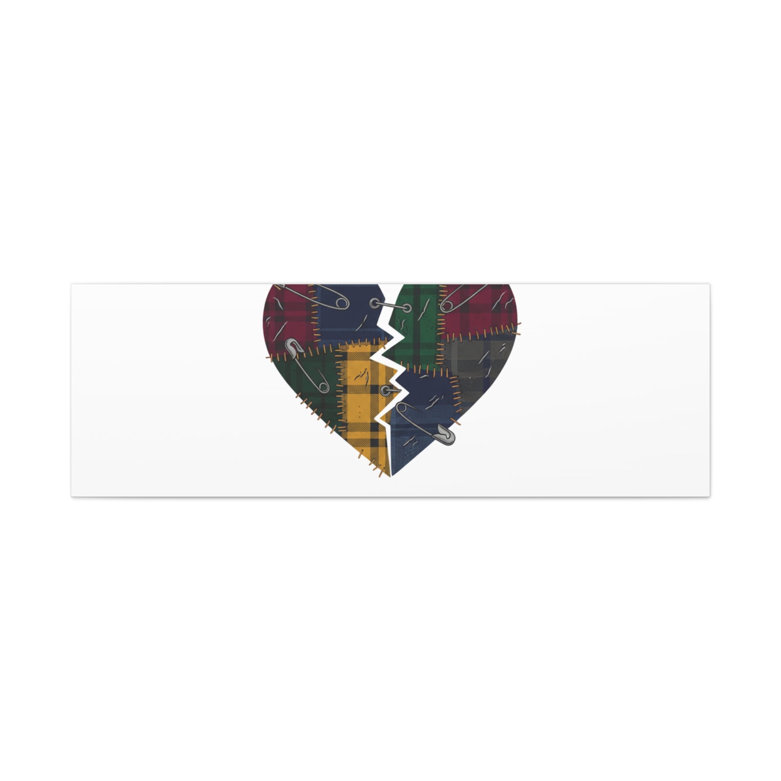 Plaid Patchwork Heart Canvas | Grunge Revival 90s Punk Wall Art