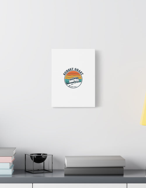 Load image into Gallery viewer, Sunset Coast Retro VW Bus Matte Canvas, 1970s Sunset Palm Poster | Vintage Surf Roadtrip
