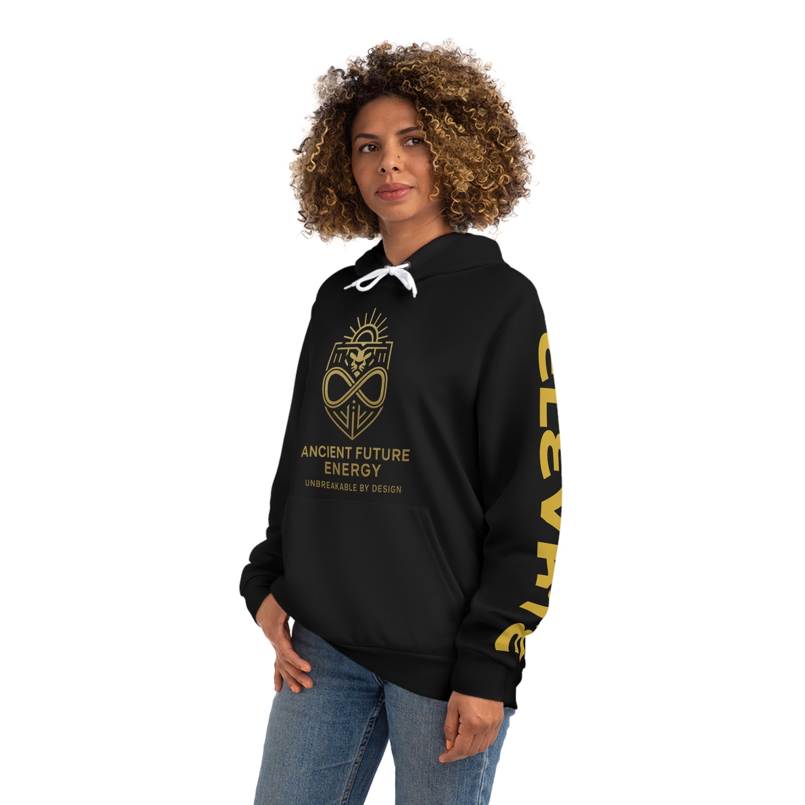 Ancient Future Energy Hoodie — Gold Lion Crest & "We Are The Roots of Tomorrow"
