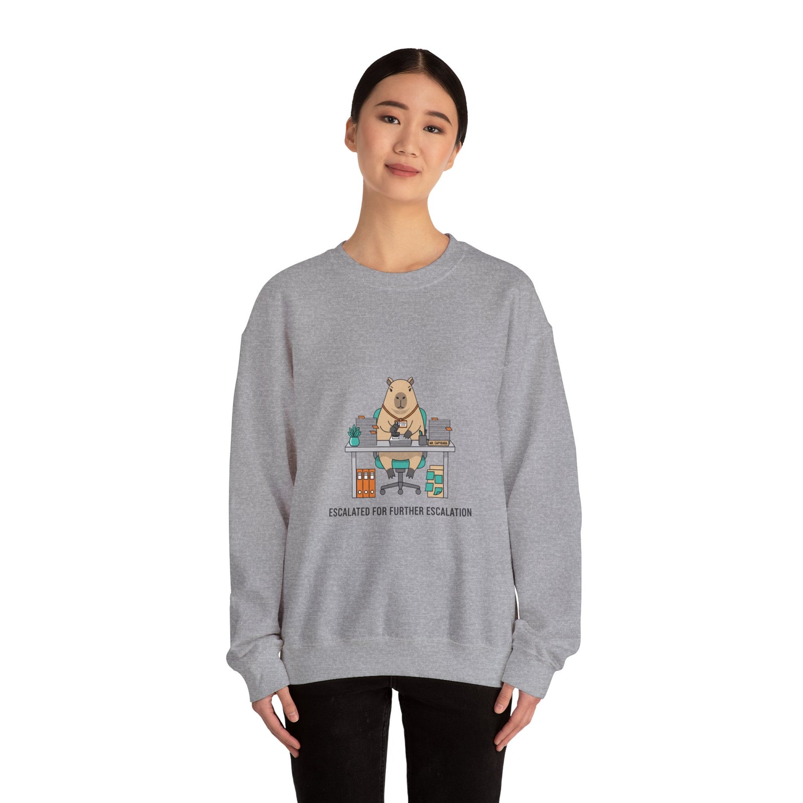 Escalated for Further Escalation Sweatshirt | office raccoon, animal HR meme