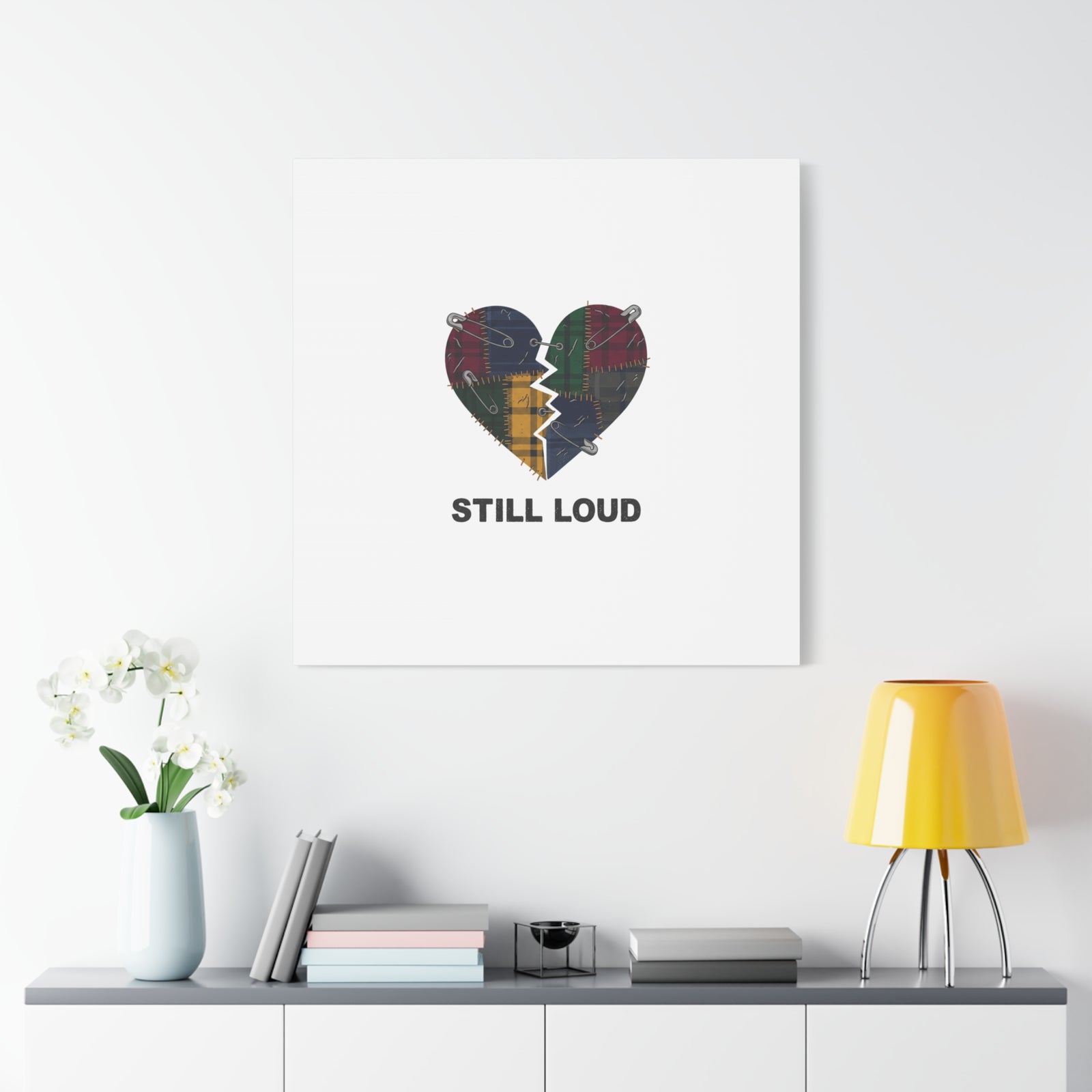 Plaid Patchwork Heart Canvas | Grunge Revival 90s Punk Wall Art