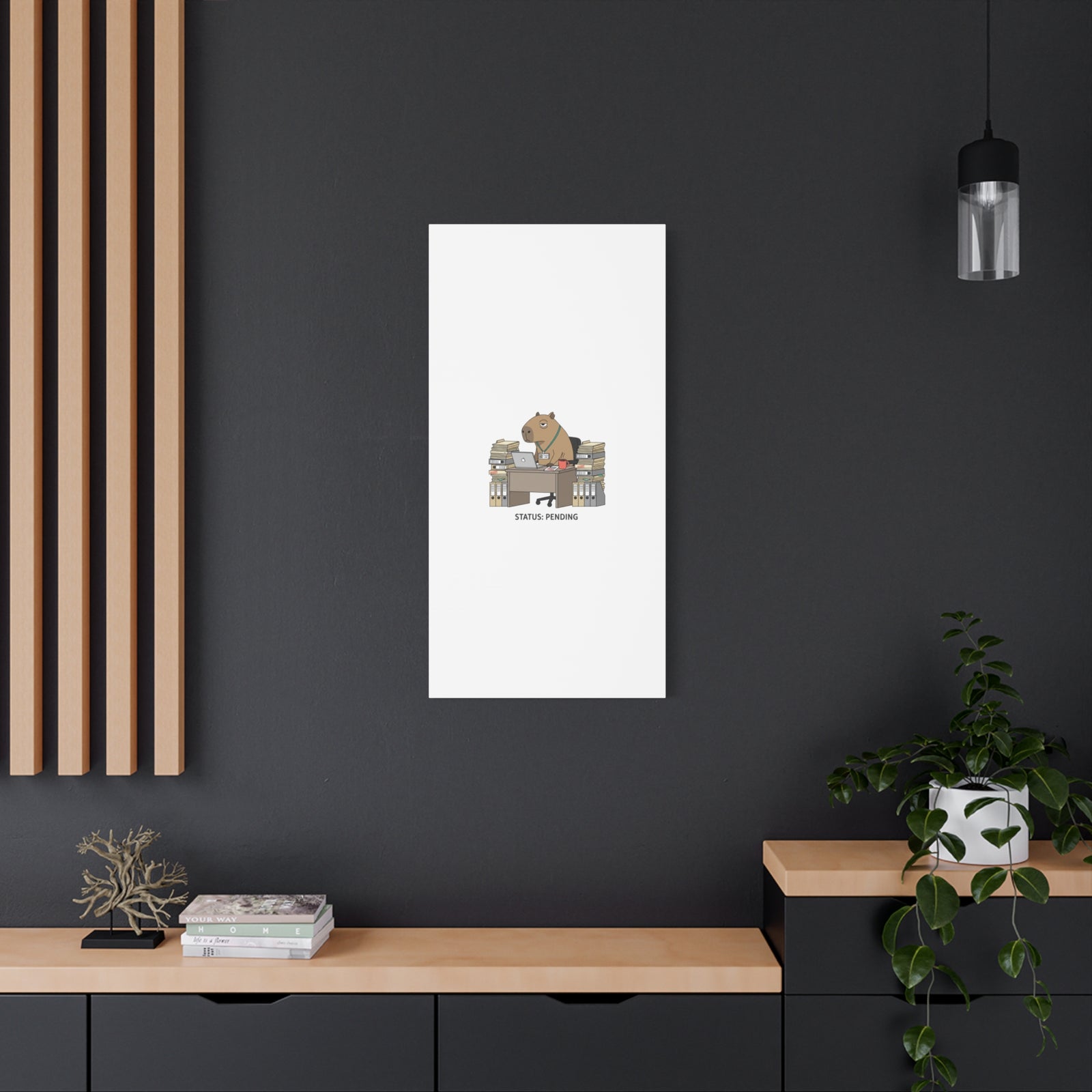 Status: Pending office capybara illustration Canvas | Unhinged Animal Bureaucracy, adulting animal art