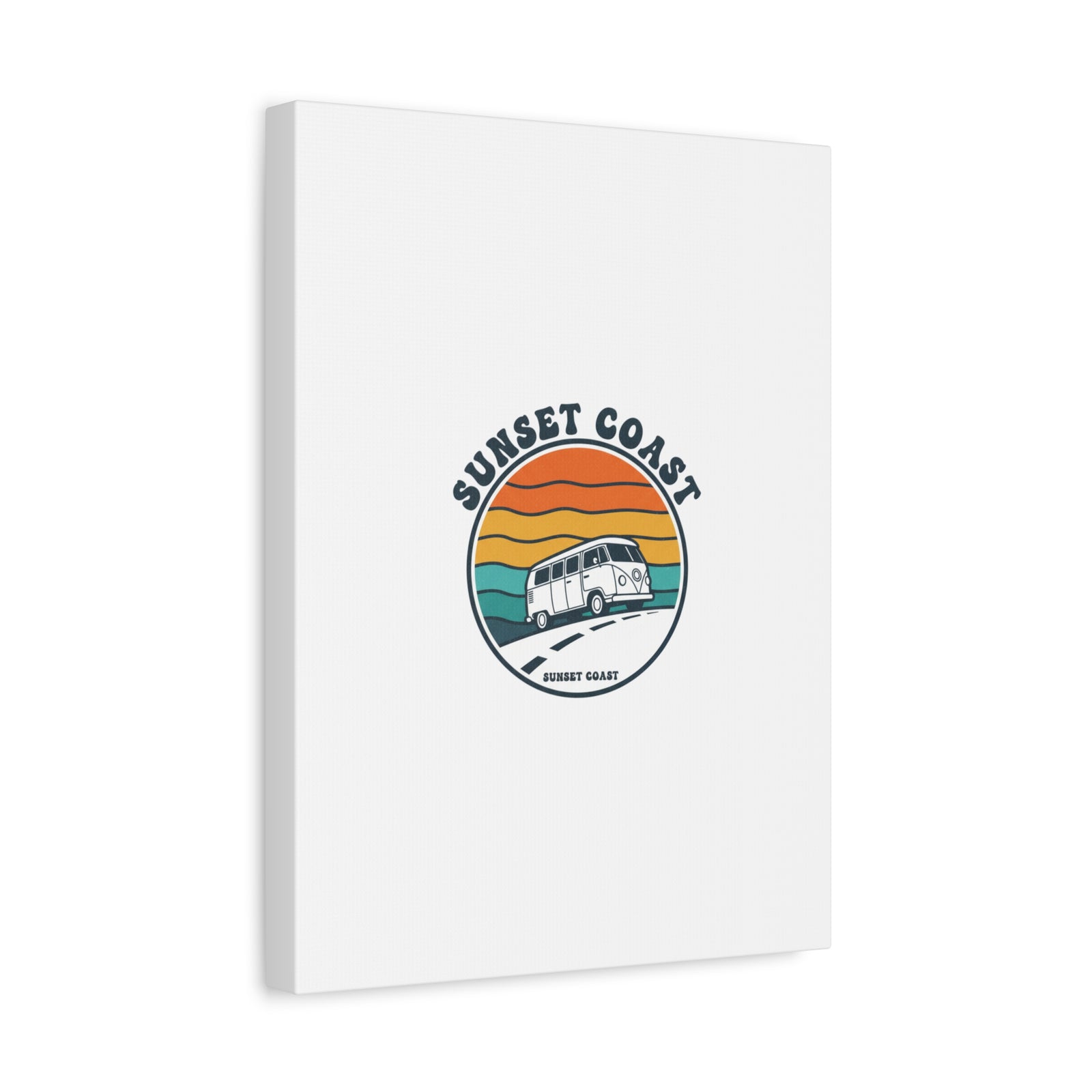 Sunset Coast Retro VW Bus Matte Canvas, 1970s Sunset Palm Poster | Vintage Surf Roadtrip