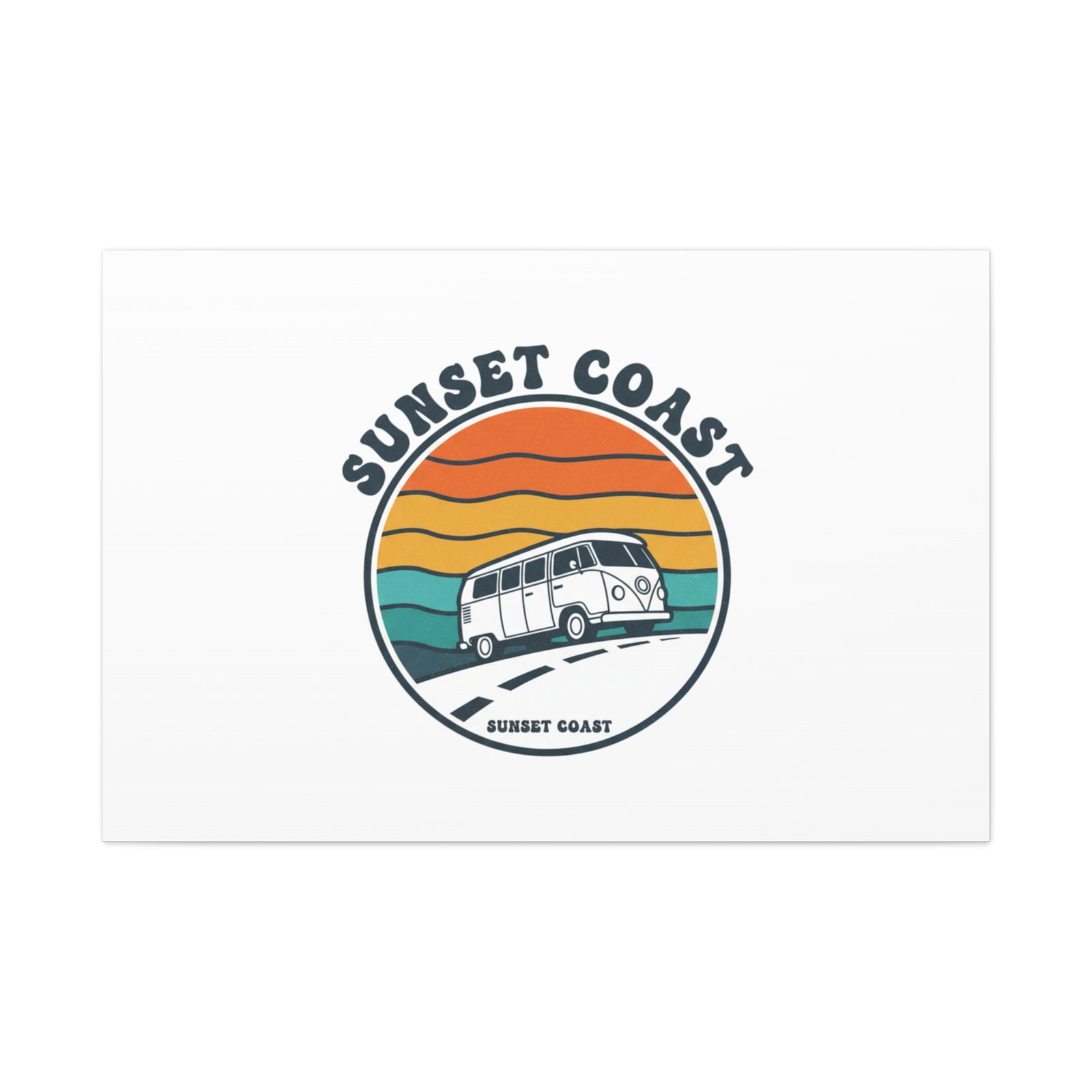Sunset Coast Retro VW Bus Matte Canvas, 1970s Sunset Palm Poster | Vintage Surf Roadtrip
