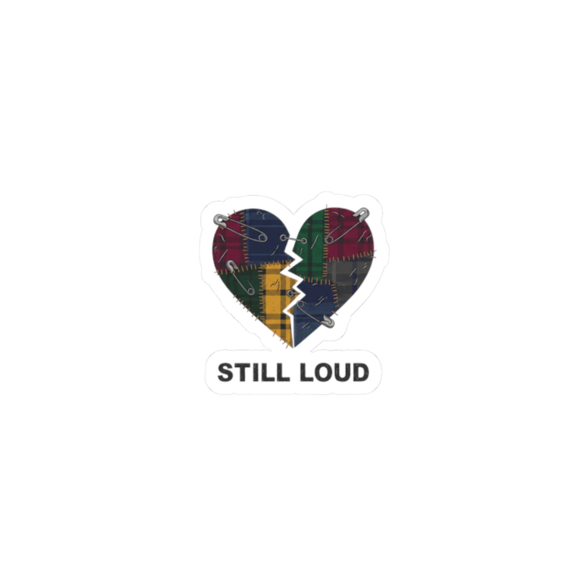 Still Loud Broken Heart Sticker | grunge plaid, 90s rock revival