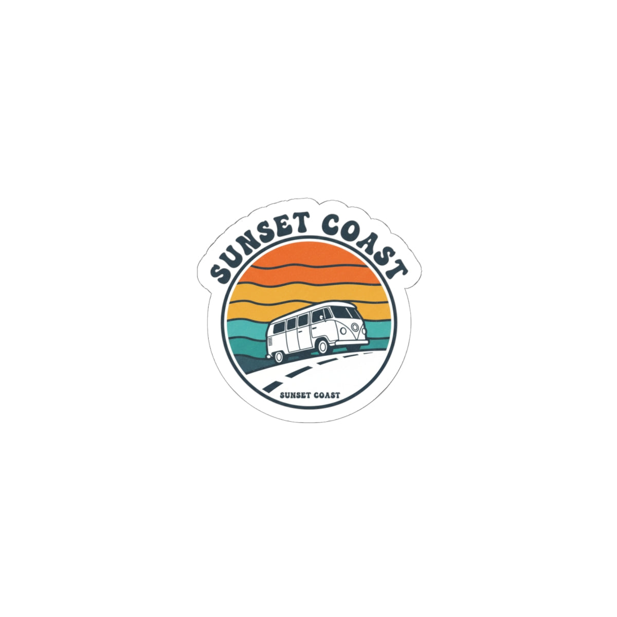 Sunset Coast Retro Van Sticker | 70s Sunset, Vintage Palm Graphic