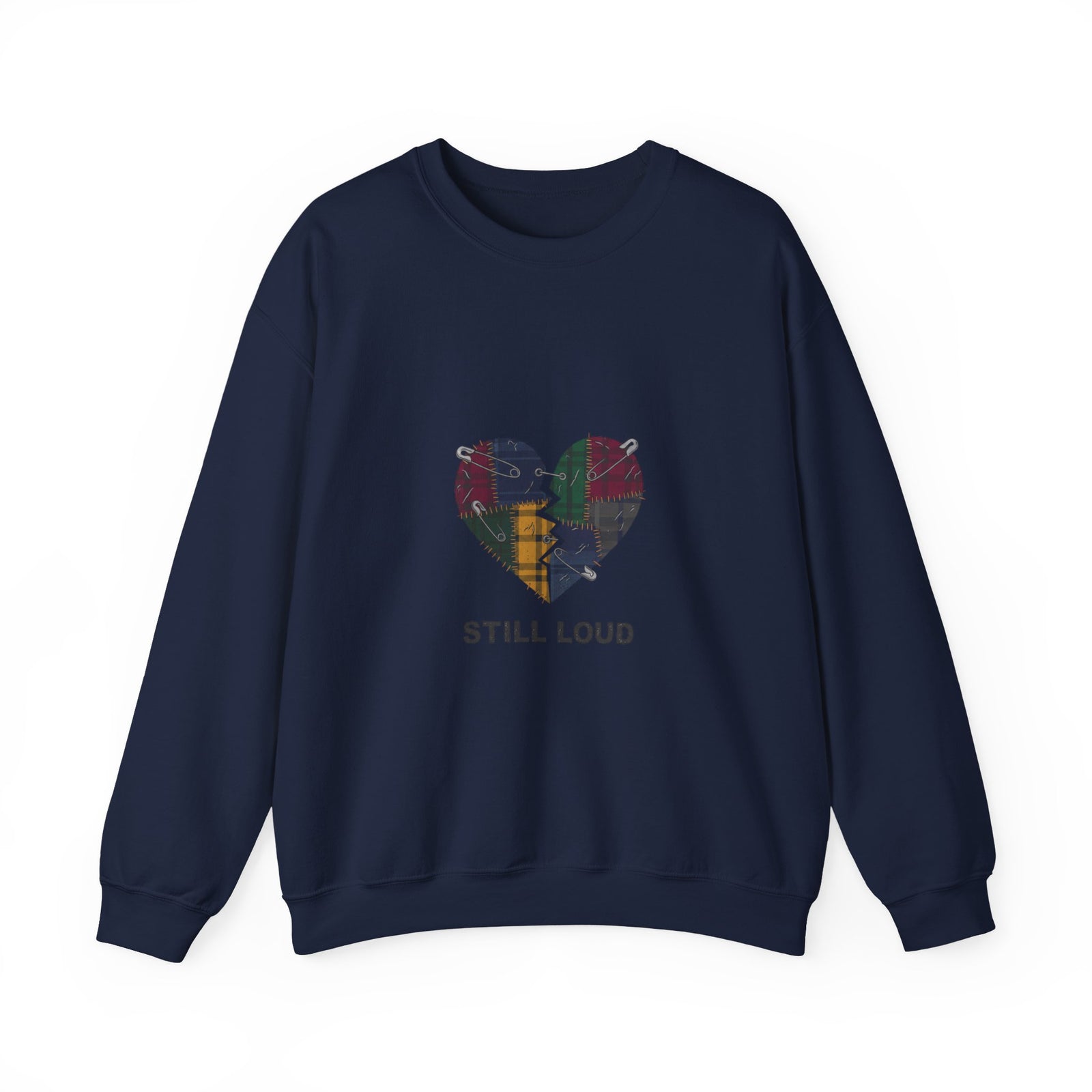 Plaid Broken Heart Crewneck Sweatshirt | Grunge Revival, 90s Flannel Aesthetic