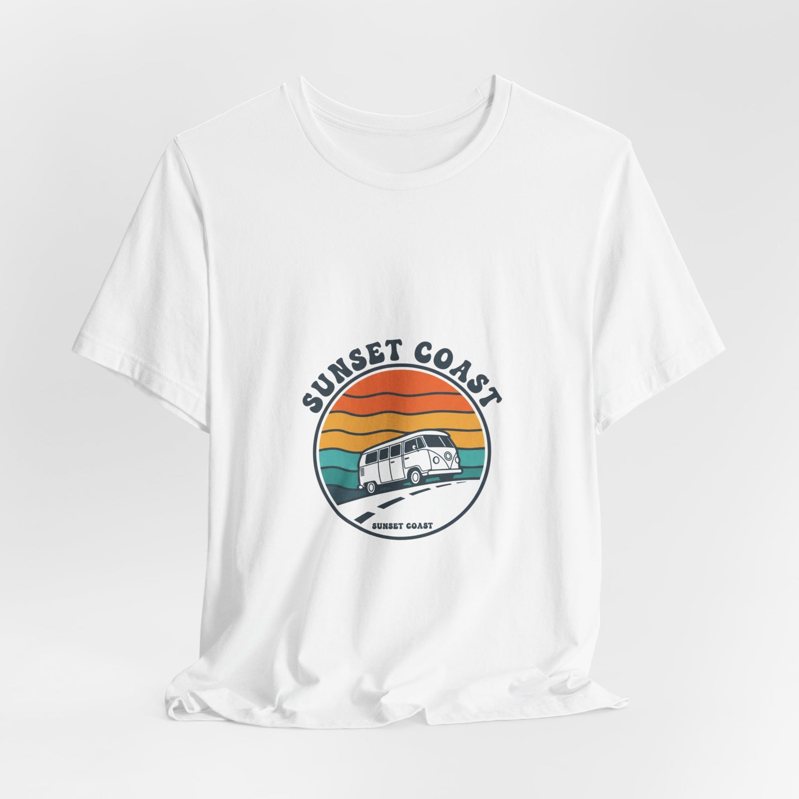 Sunset Coast Retro Surf Graphic Tee | 70s Sunset Shirt, Vintage Palm Postcard