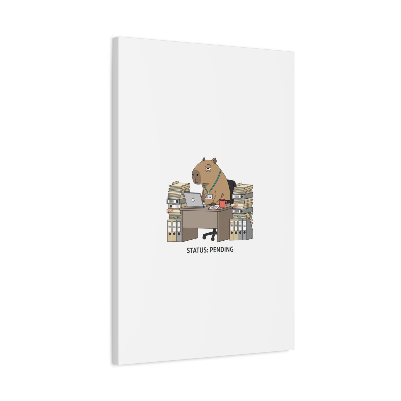 Status: Pending office capybara illustration Canvas | Unhinged Animal Bureaucracy, adulting animal art