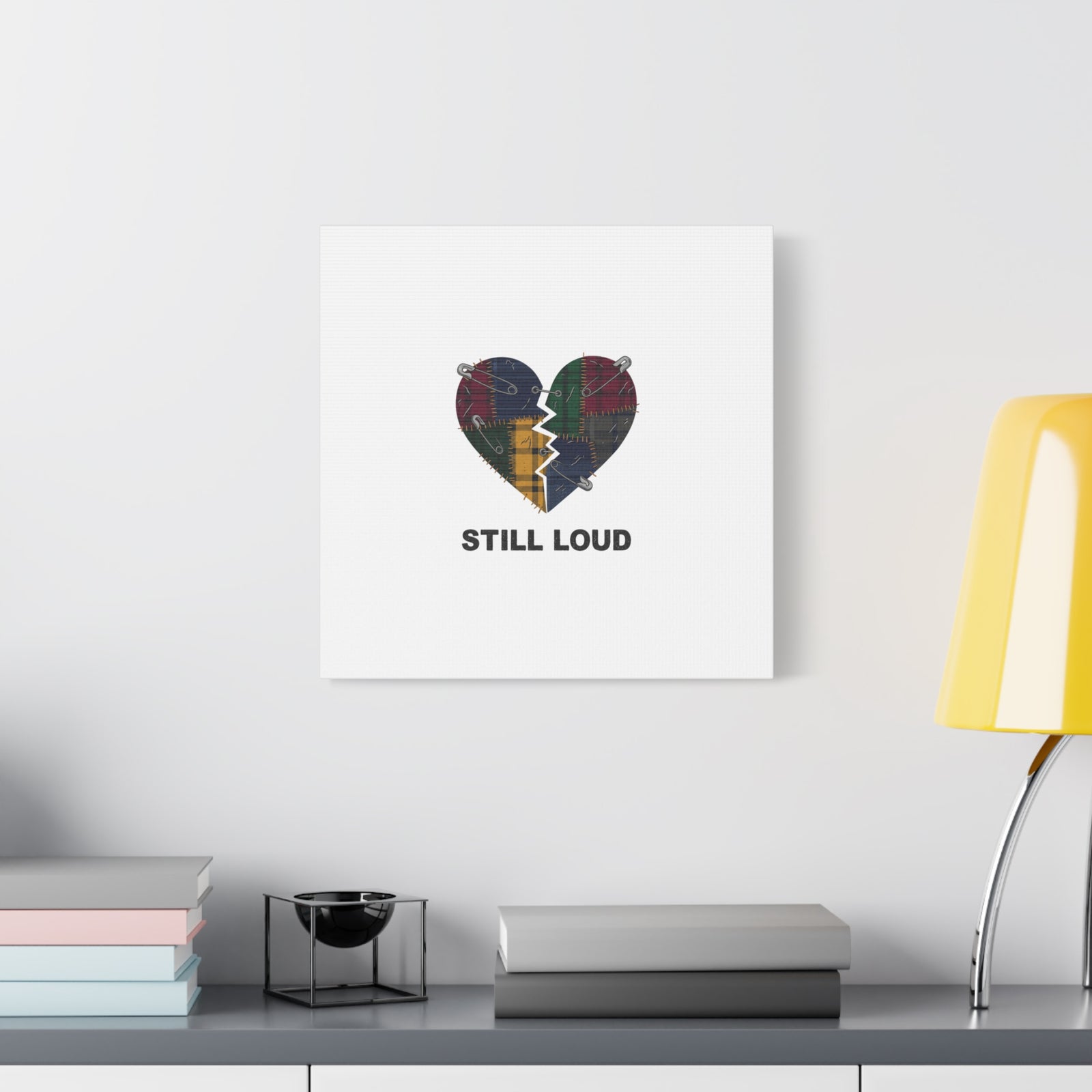 Plaid Patchwork Heart Canvas | Grunge Revival 90s Punk Wall Art