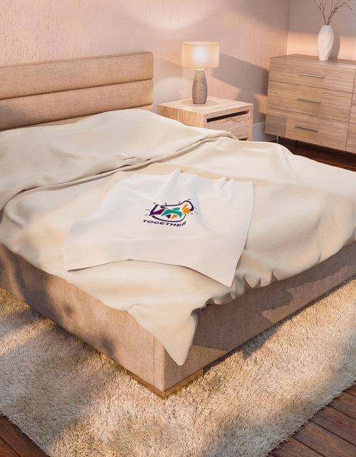 Load image into Gallery viewer, Solidarity Together emblem Velveteen Blanket | equality icon, minimal feminist design
