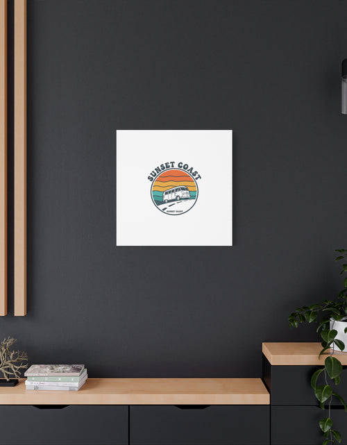 Load image into Gallery viewer, Sunset Coast Retro VW Bus Matte Canvas, 1970s Sunset Palm Poster | Vintage Surf Roadtrip
