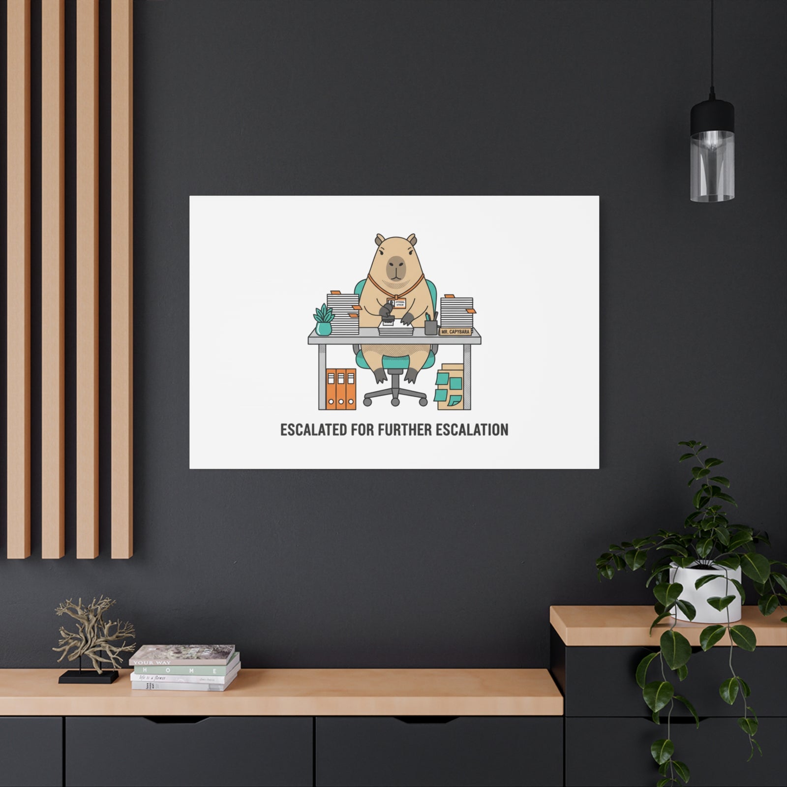 Escalated for Further Escalation Canvas | Unhinged Animal Bureaucracy, Office Animal Illustration